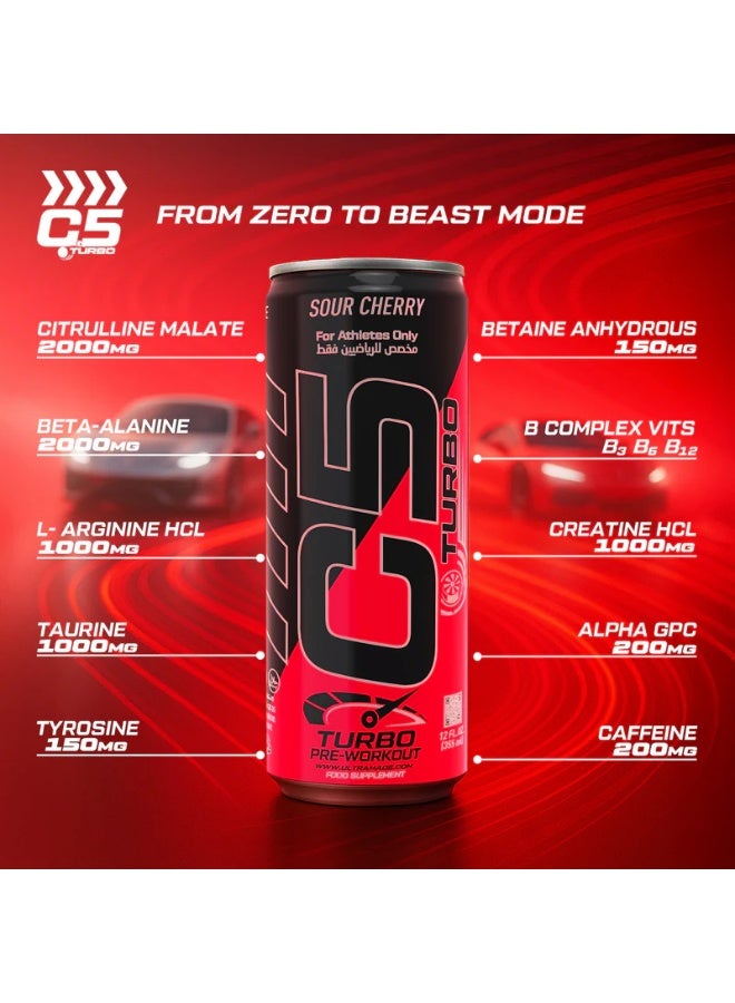 C5 Turbo Energy Drink 355ml – Sour Cherry (Pack of 12) - Image 3
